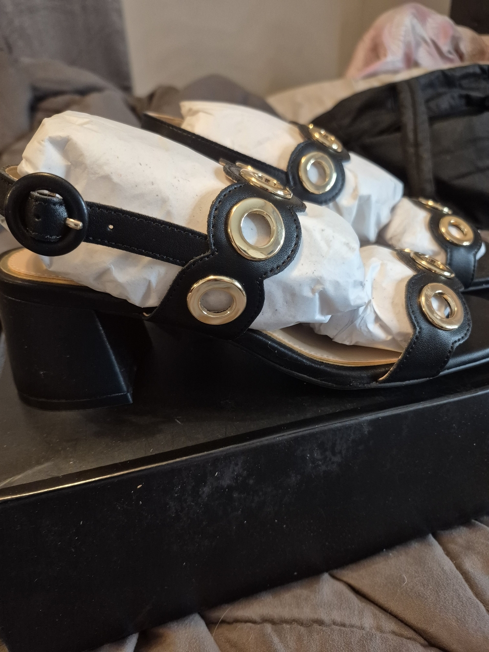 White House Black Market Leather Heeled Sandal